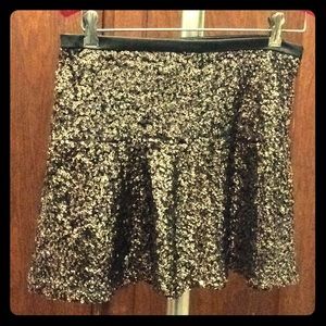 Express Gold Sequin Skater Skirt Size 2